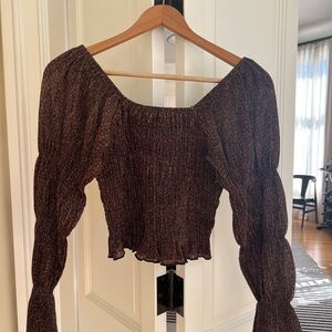 Anthropologie Textured Brown Blouse